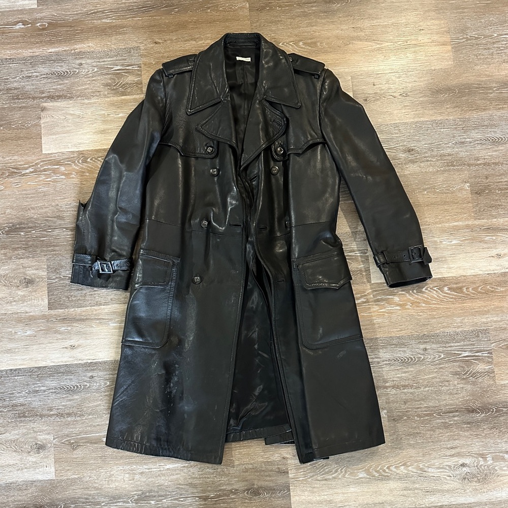 Spanish Black Leather Trench Coat - RARE